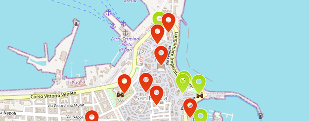  Turist kort over Bari